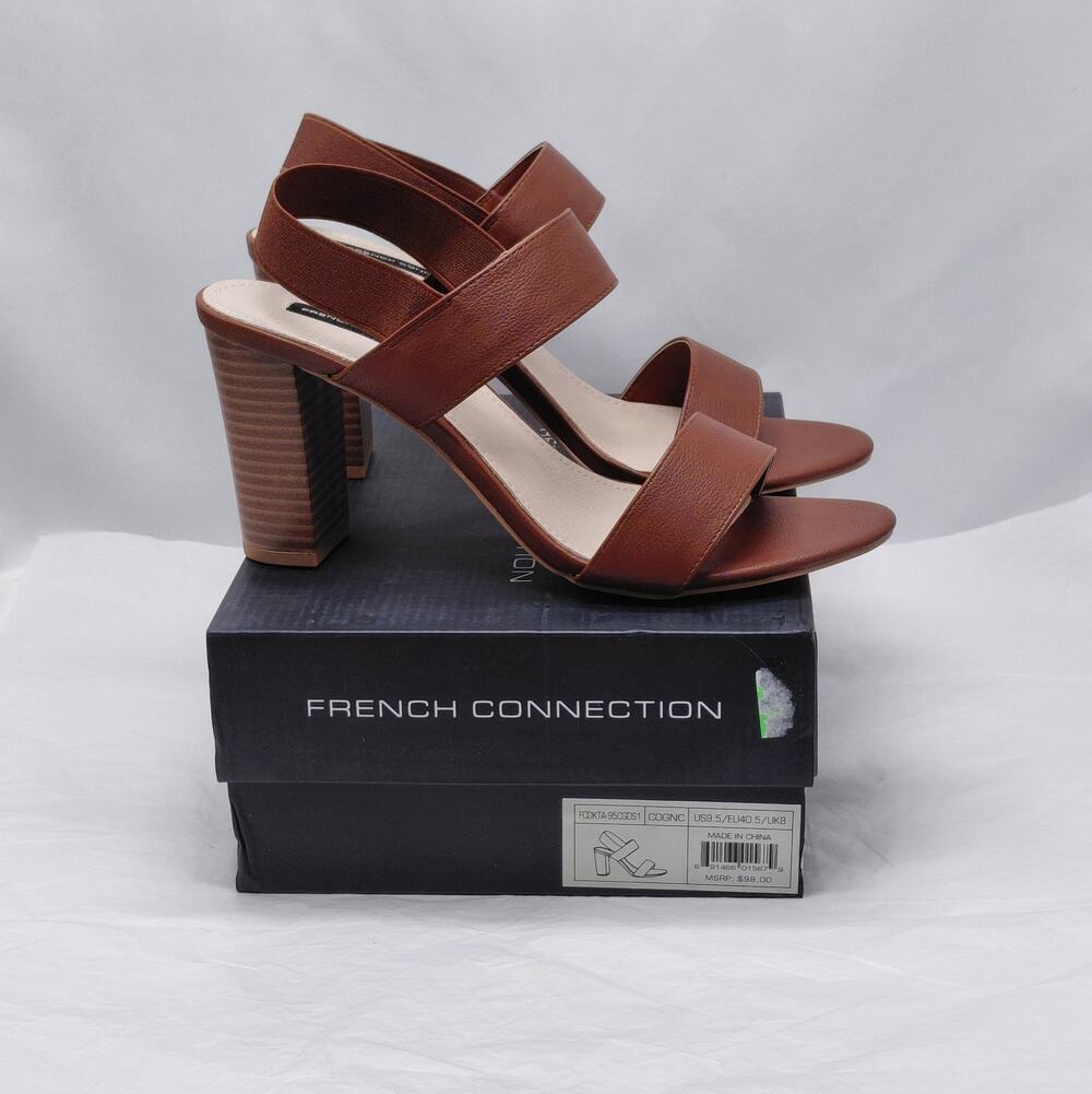 French Connection Womens Heels Size 9.5 Brown Slingback Sandals Party Summer